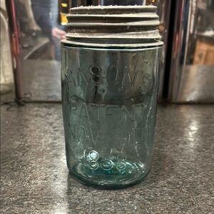 Vintage Blue Mason Jar with Zinc Lid